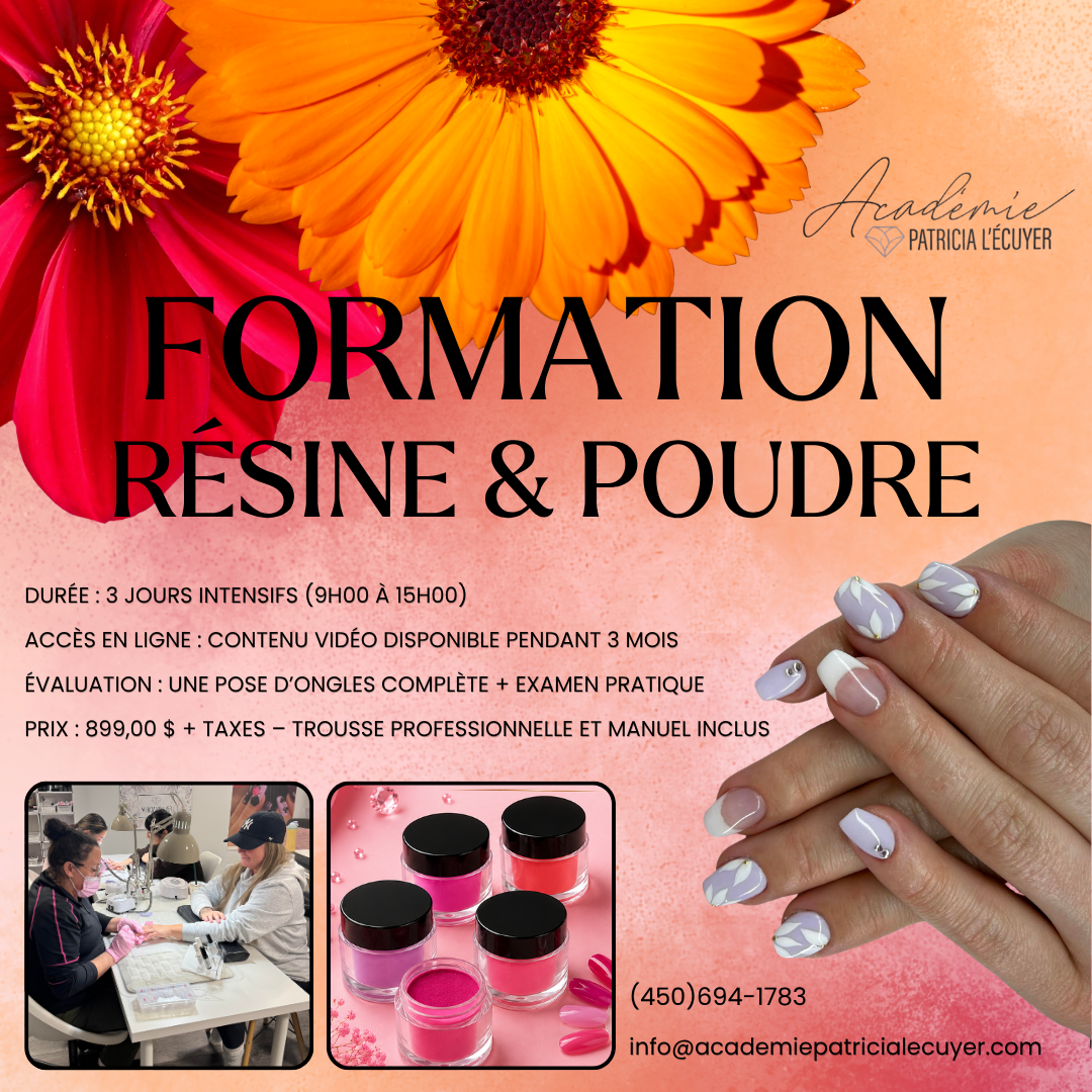 Formation Résine & Poudre – Académie Patricia L’Écuyer