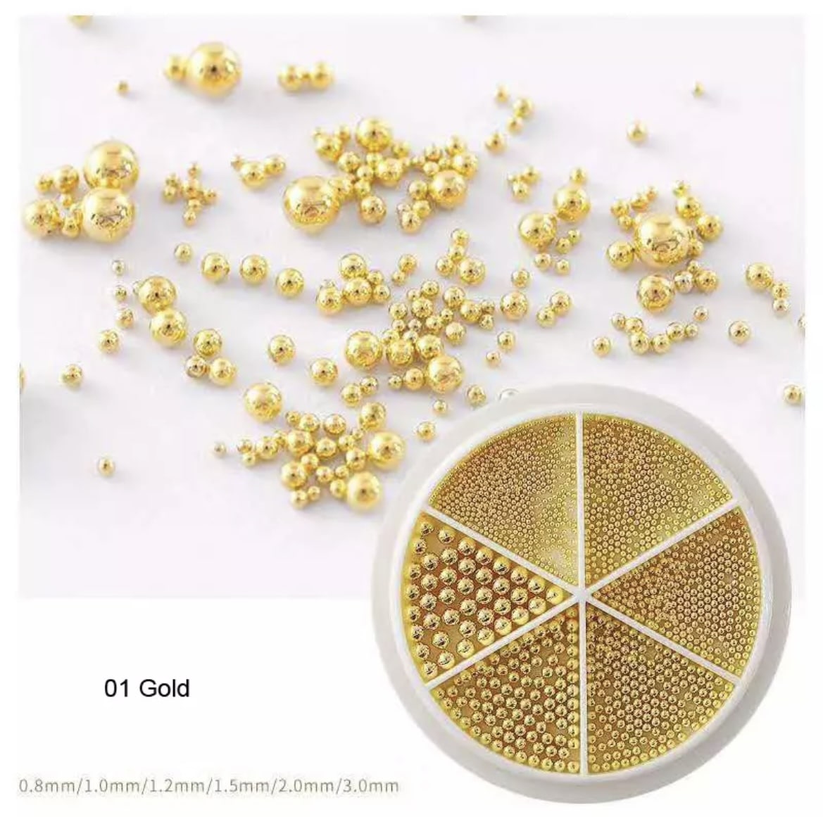 Petites perles décoratives pour nail art – couleurs et formats variés