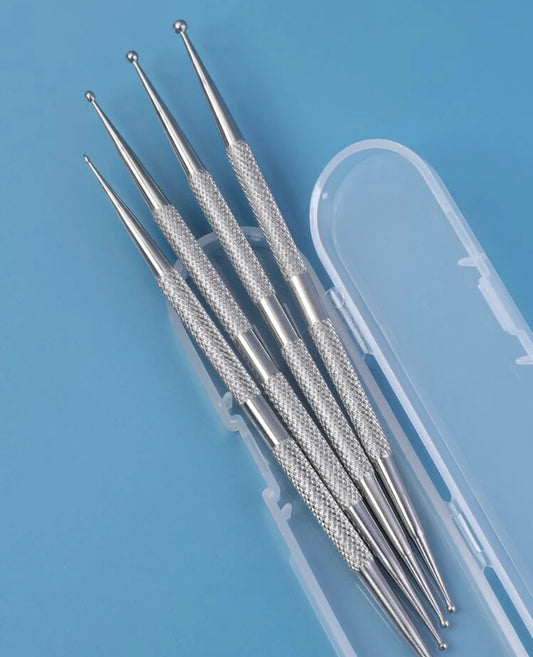 Stylos à Pointe Double – Lot de 4 Outils Nail Art en Acier Inoxydable